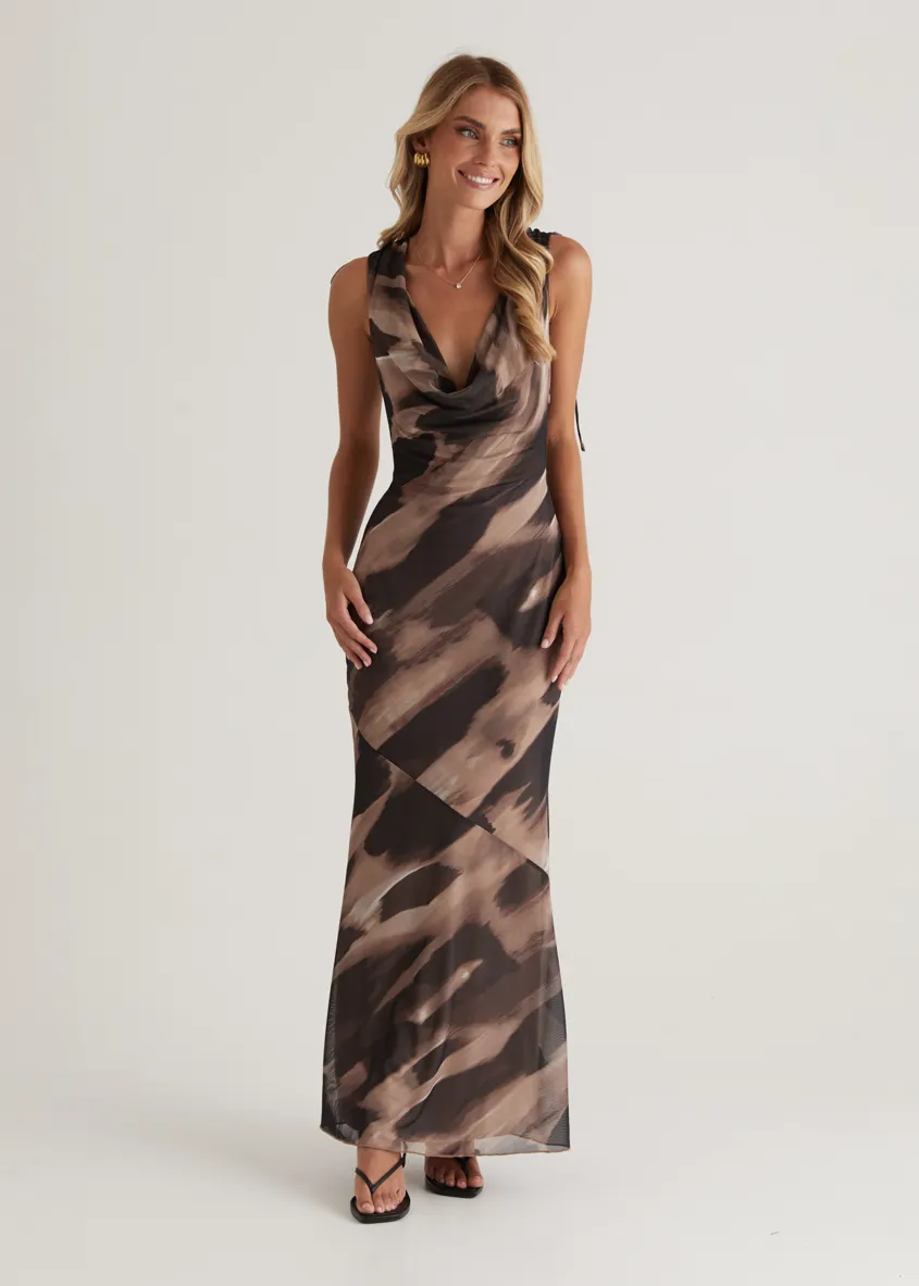 Maverick Maxi Dress - Mocha Abstract sold by Gingham & Heels product image thumbnail 3