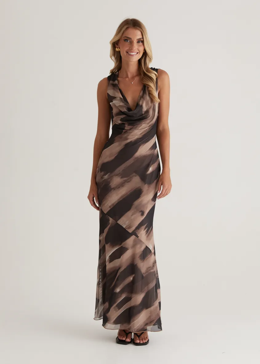 Maverick Maxi Dress - Mocha Abstract sold by Gingham & Heels product image thumbnail 5