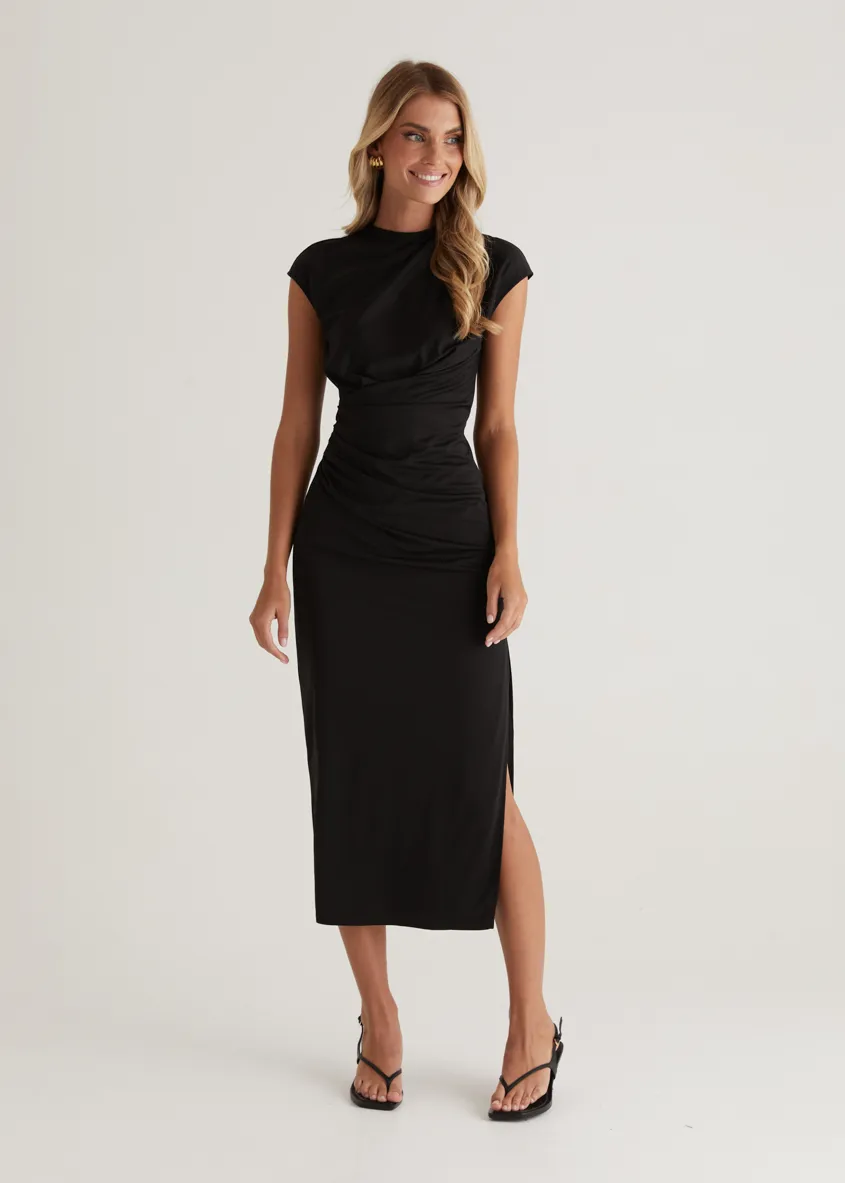 Mavis Midi Dress - Black sold by Gingham & Heels