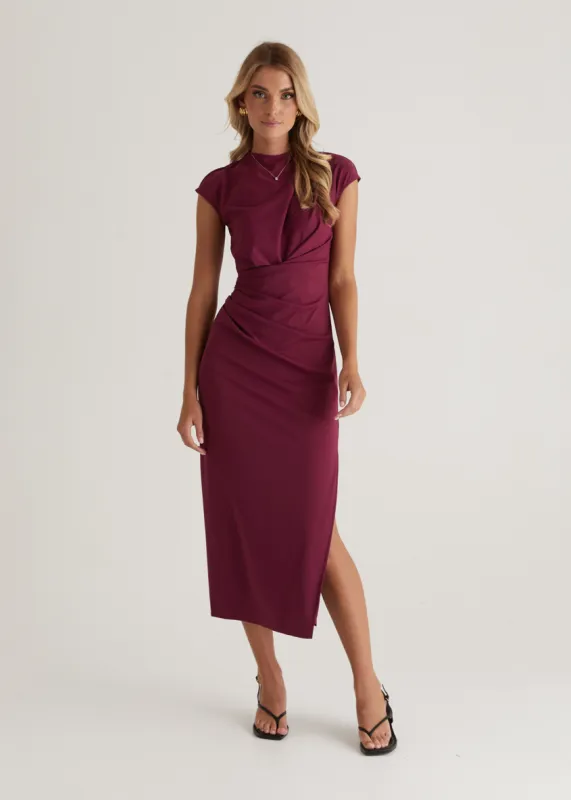 Mavis Midi Dress - Plum sold by Gingham & Heels