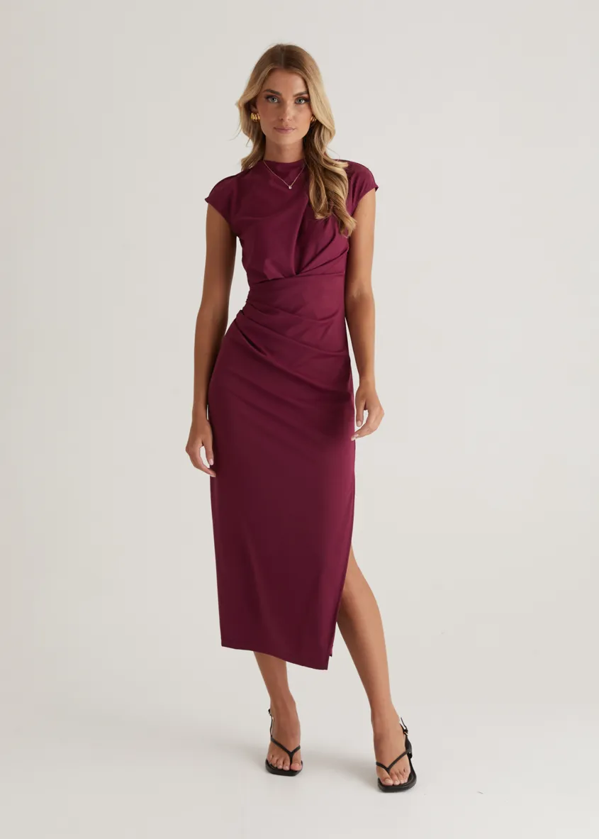 Mavis Midi Dress - Plum sold by Gingham & Heels