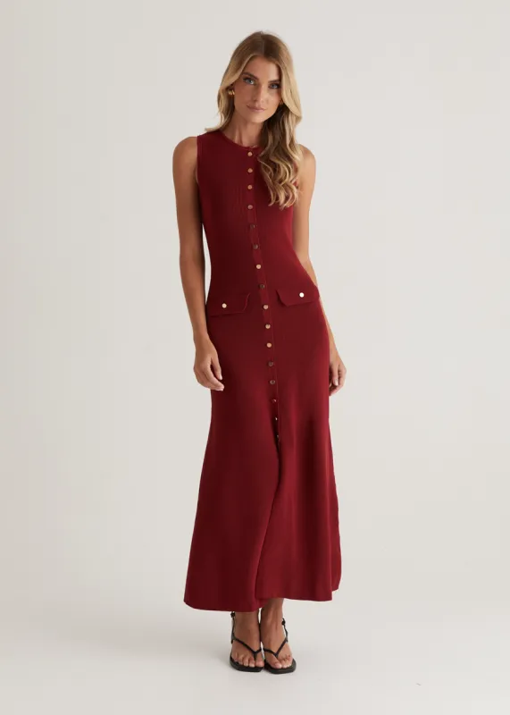 Tully Knit Midi Dress - Wine sold by Gingham & Heels
