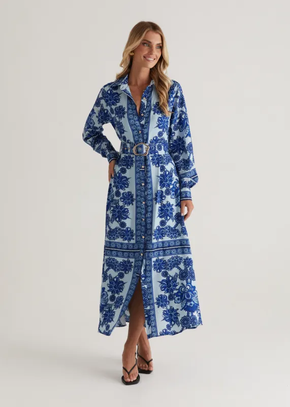 Eventide Maxi Dress - Blue Floral sold by Gingham & Heels