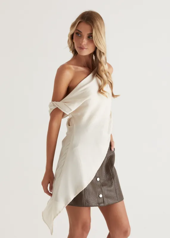 Romero Drop Shoulder Top - Champagne sold by Gingham & Heels