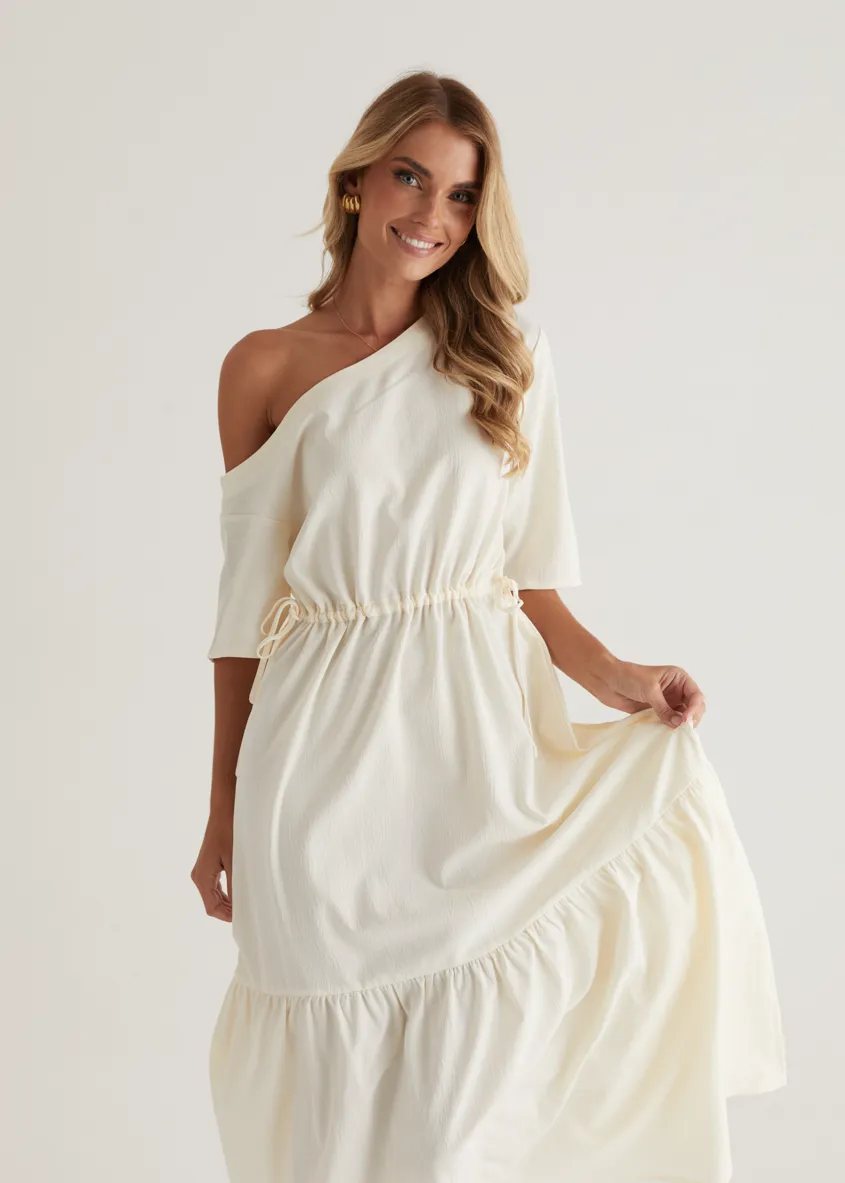 Loren Drop Shoulder Maxi Dress - Cream sold by Gingham & Heels product image thumbnail 3