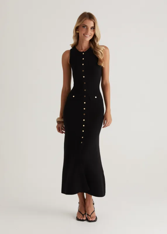 Tully Knit Midi Dress - Black sold by Gingham & Heels
