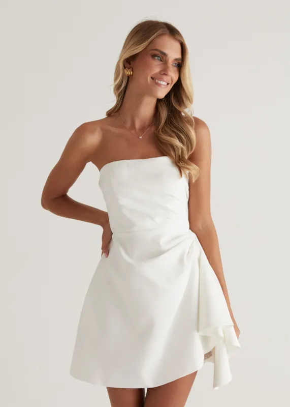 Prunella Strapless Dress - Off White sold by Gingham & Heels