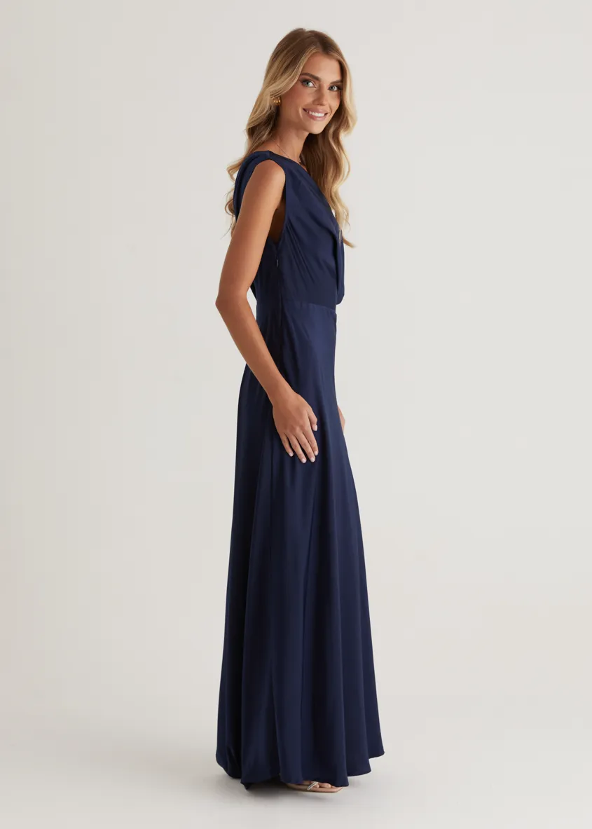 Rae Off Shoulder Maxi Dress - Navy sold by Gingham & Heels product image thumbnail 5