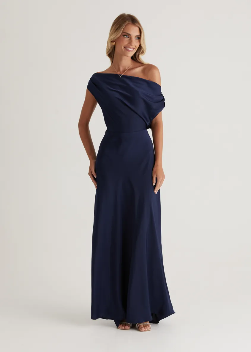 Rae Off Shoulder Maxi Dress - Navy sold by Gingham & Heels product image thumbnail 3