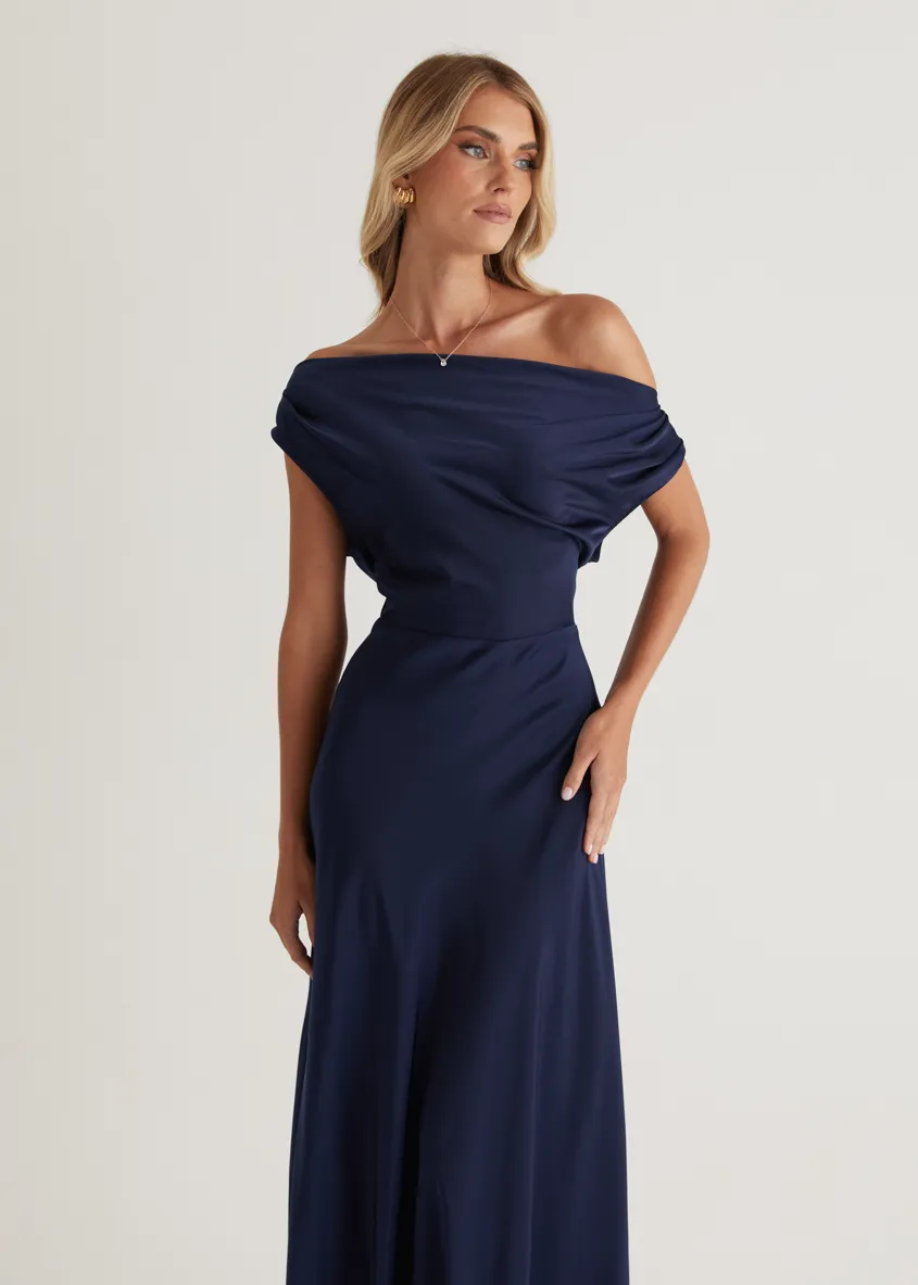 Rae Off Shoulder Maxi Dress - Navy sold by Gingham & Heels product image thumbnail 2