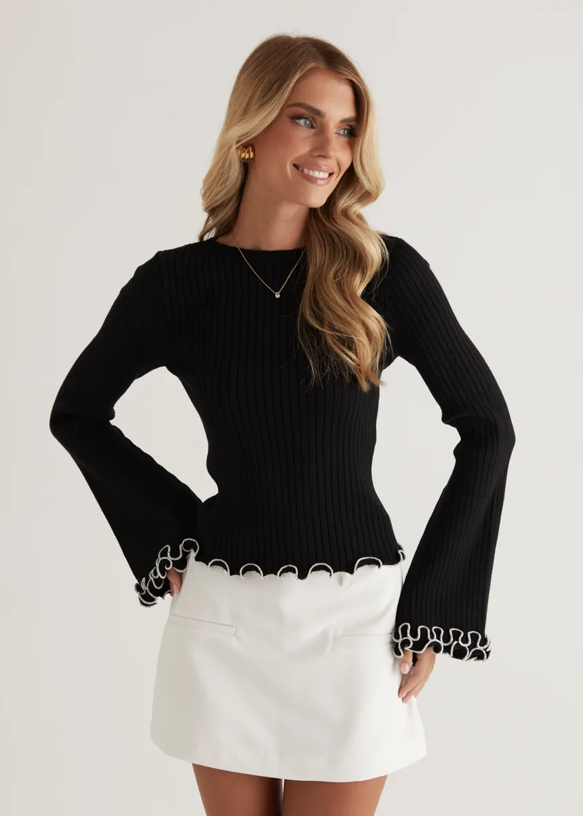Loretta Knit Top - Black sold by Gingham & Heels