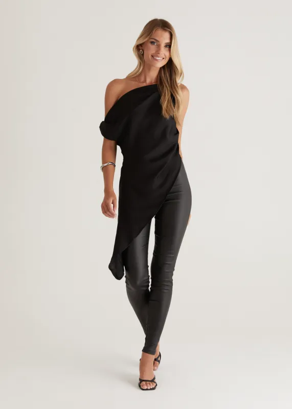 Kyrie Leather Look Pant - Black sold by Gingham & Heels