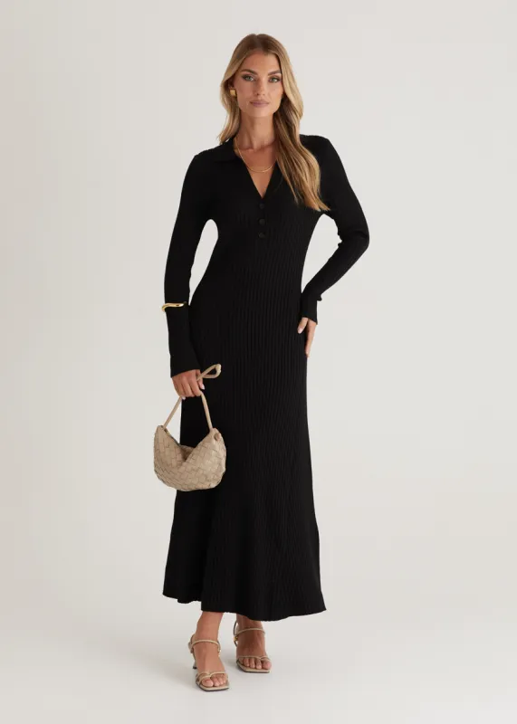 Rosaria Knit Midi Dress - Black sold by Gingham & Heels