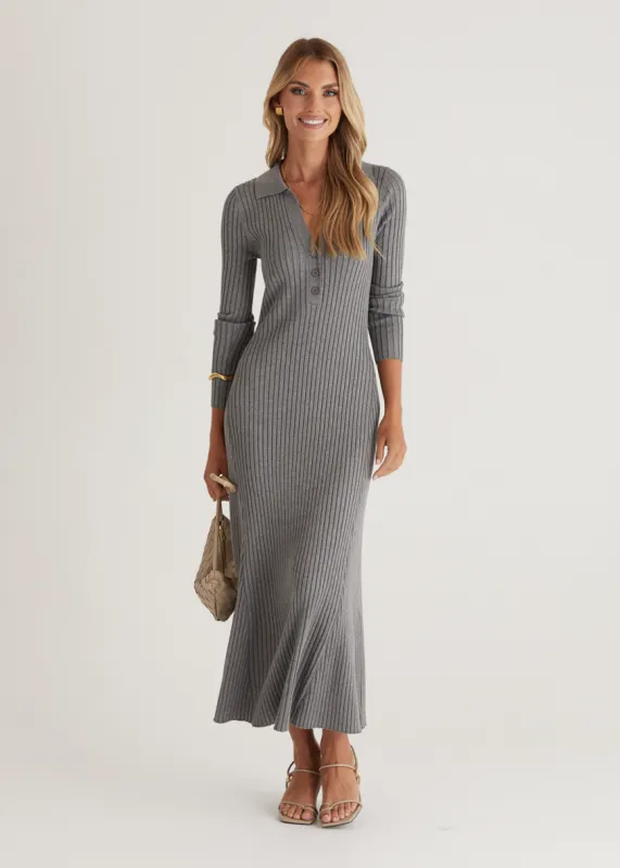 Sia Knit Midi Dress - Grey sold by Gingham & Heels