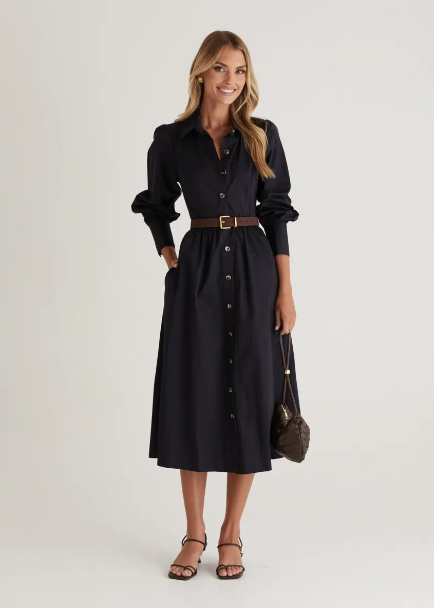 Louisa Midi Dress - Navy sold by Gingham & Heels product image thumbnail 2