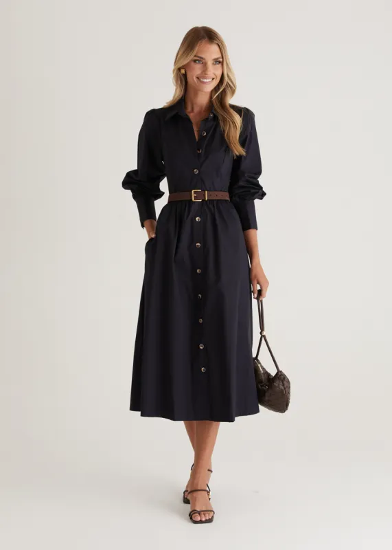 Louisa Midi Dress - Navy sold by Gingham & Heels