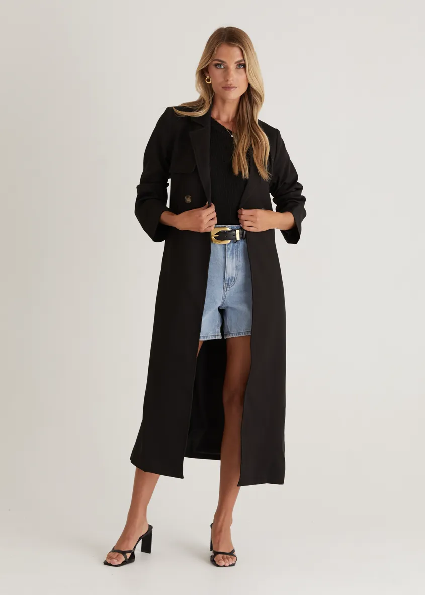 Kylie Trench Coat - Black sold by Gingham & Heels product image thumbnail 2