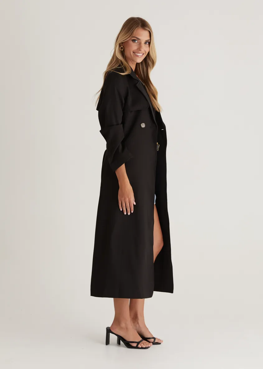 Kylie Trench Coat - Black sold by Gingham & Heels product image thumbnail 3