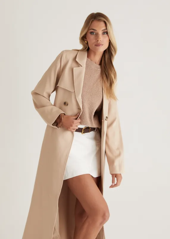Kylie Trench Coat - Camel sold by Gingham & Heels