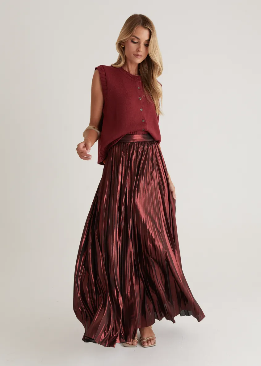 Twilight Midi Skirt - Burgundy sold by Gingham & Heels product image thumbnail 3