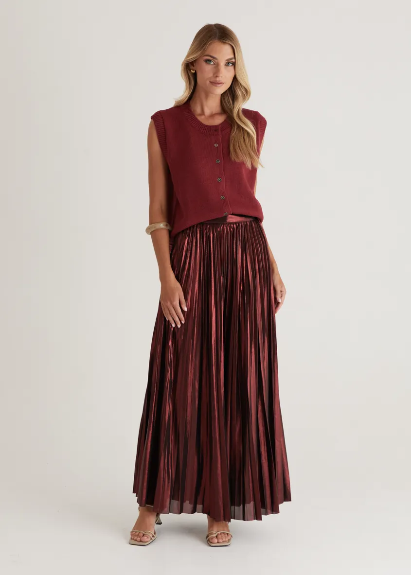 Twilight Midi Skirt - Burgundy sold by Gingham & Heels product image thumbnail 4