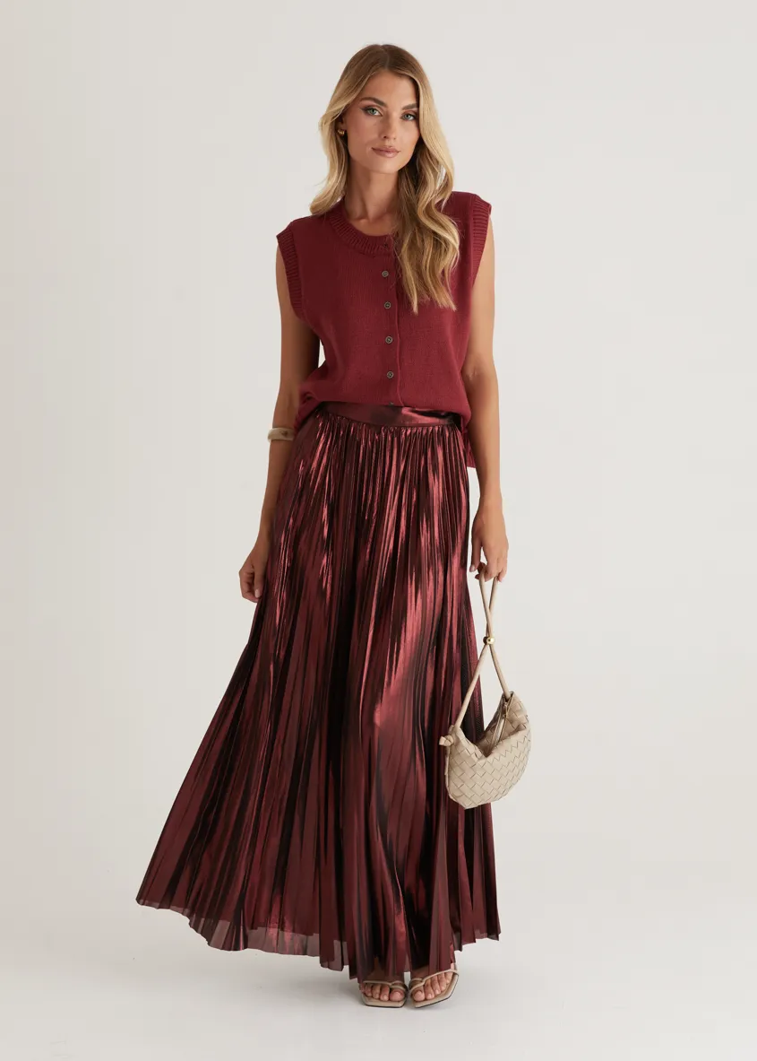 Twilight Midi Skirt - Burgundy sold by Gingham & Heels product image thumbnail 2
