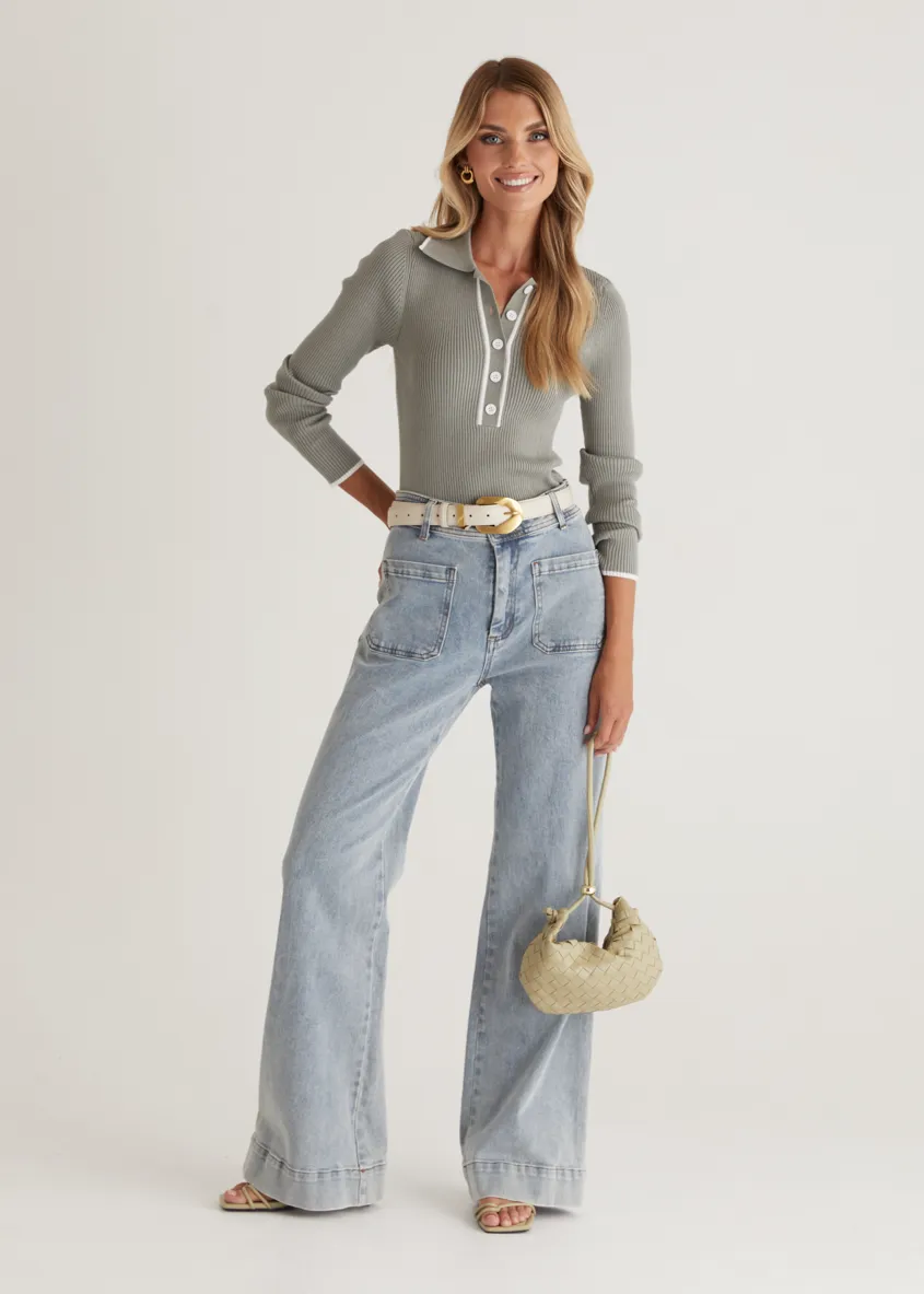 Nova Knit Top - Khaki sold by Gingham & Heels