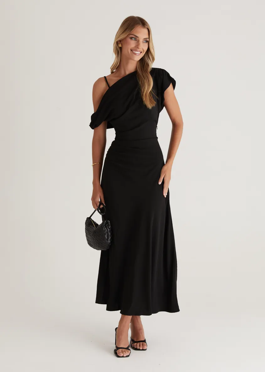 Evie Drop Shoulder Maxi Dress - Black sold by Gingham & Heels product image thumbnail 3