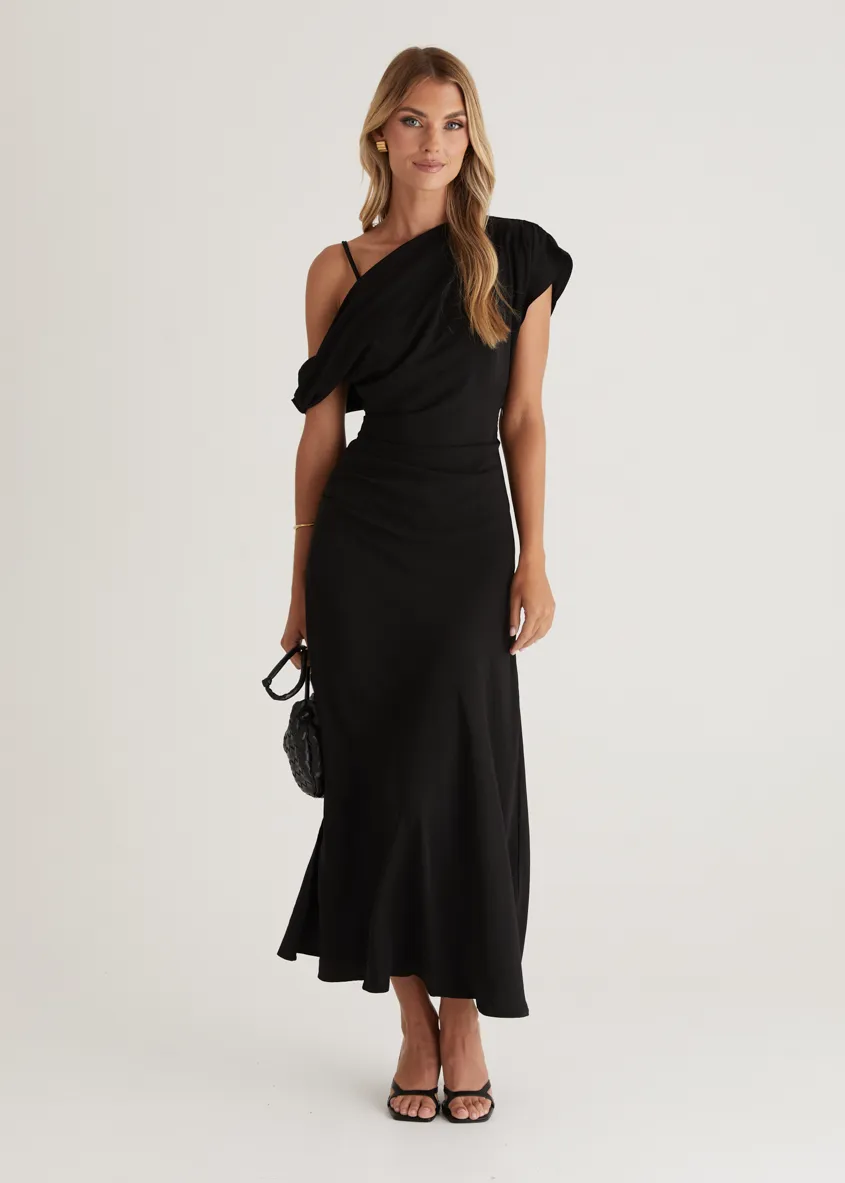 Evie Drop Shoulder Maxi Dress - Black sold by Gingham & Heels