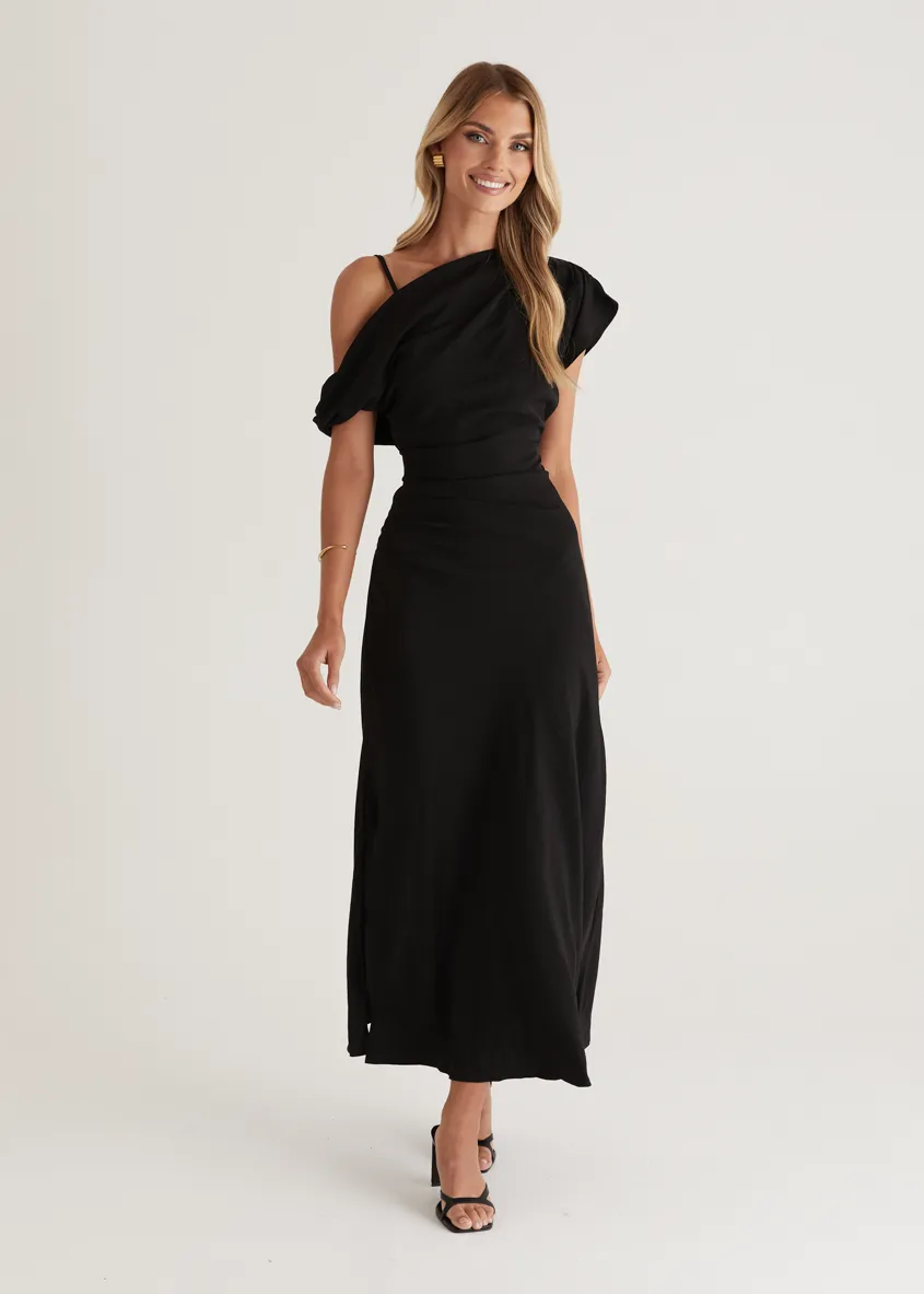 Evie Drop Shoulder Maxi Dress - Black sold by Gingham & Heels product image thumbnail 4