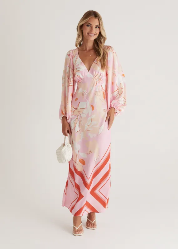 Stetha Maxi Dress - Candy Pink Floral sold by Gingham & Heels