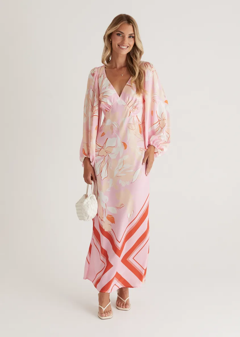 Stetha Maxi Dress - Candy Pink Floral sold by Gingham & Heels