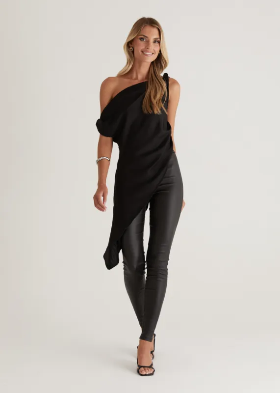 Romero Drop Shoulder Top - Black sold by Gingham & Heels