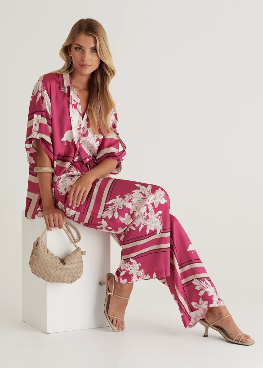 Kaycie Shirt - Magenta Floral sold by Gingham & Heels product image thumbnail 2