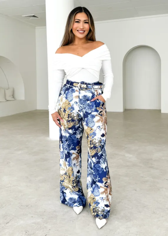 Tethroe Pants - Navy Chateau sold by Gingham & Heels