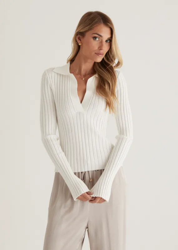 Lucie Knit Top - Off White sold by Gingham & Heels