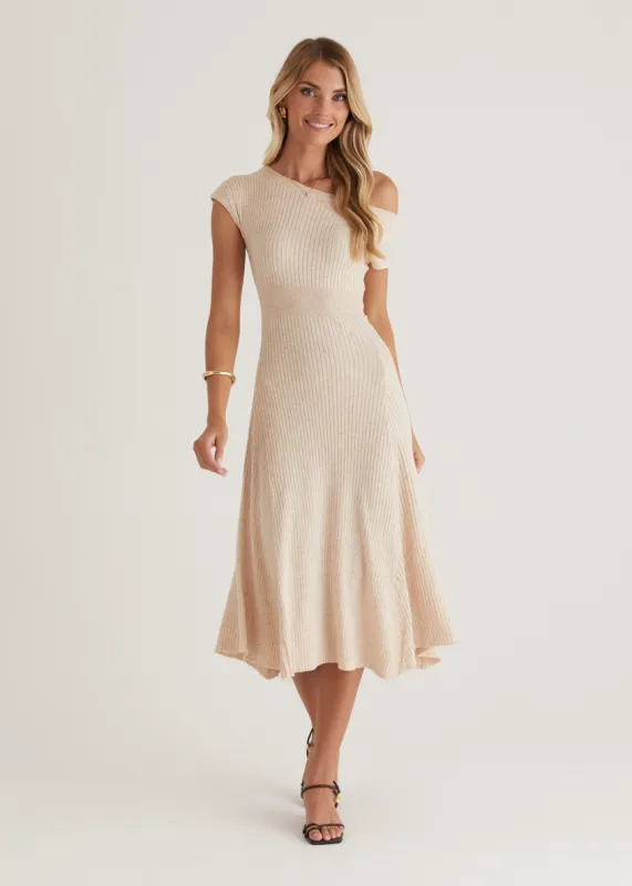 Siren Knit Midi Dress - Oat sold by Gingham & Heels