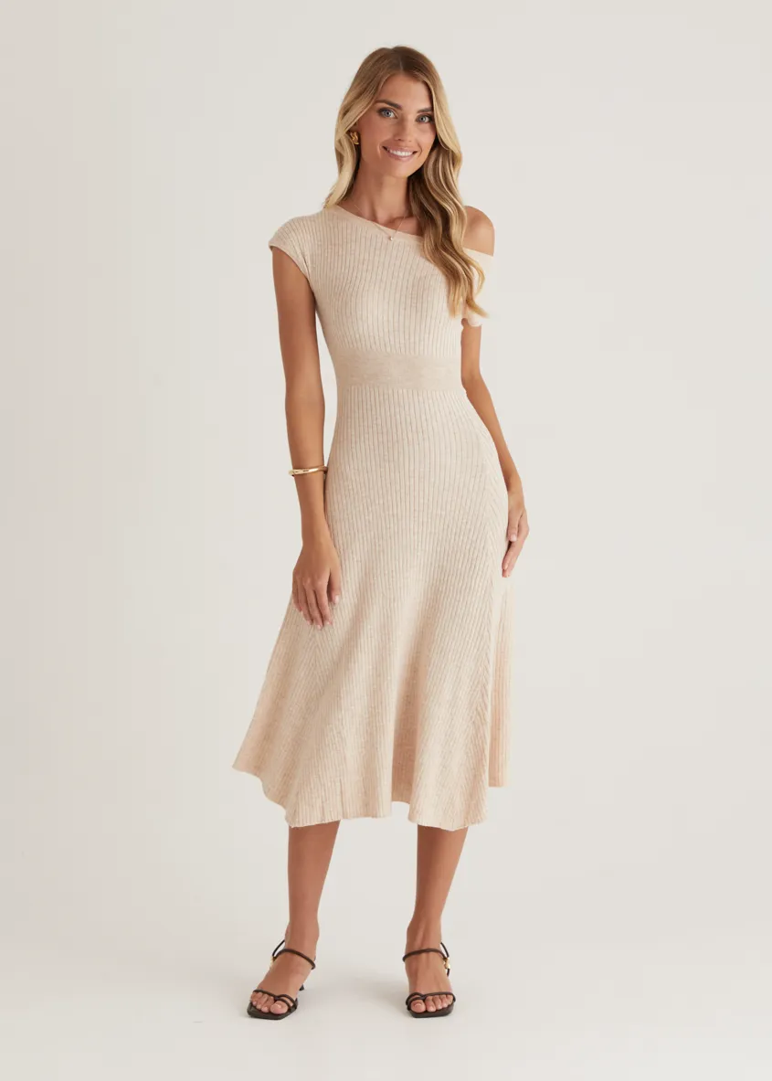 Siren Knit Midi Dress - Oat sold by Gingham & Heels product image thumbnail 5