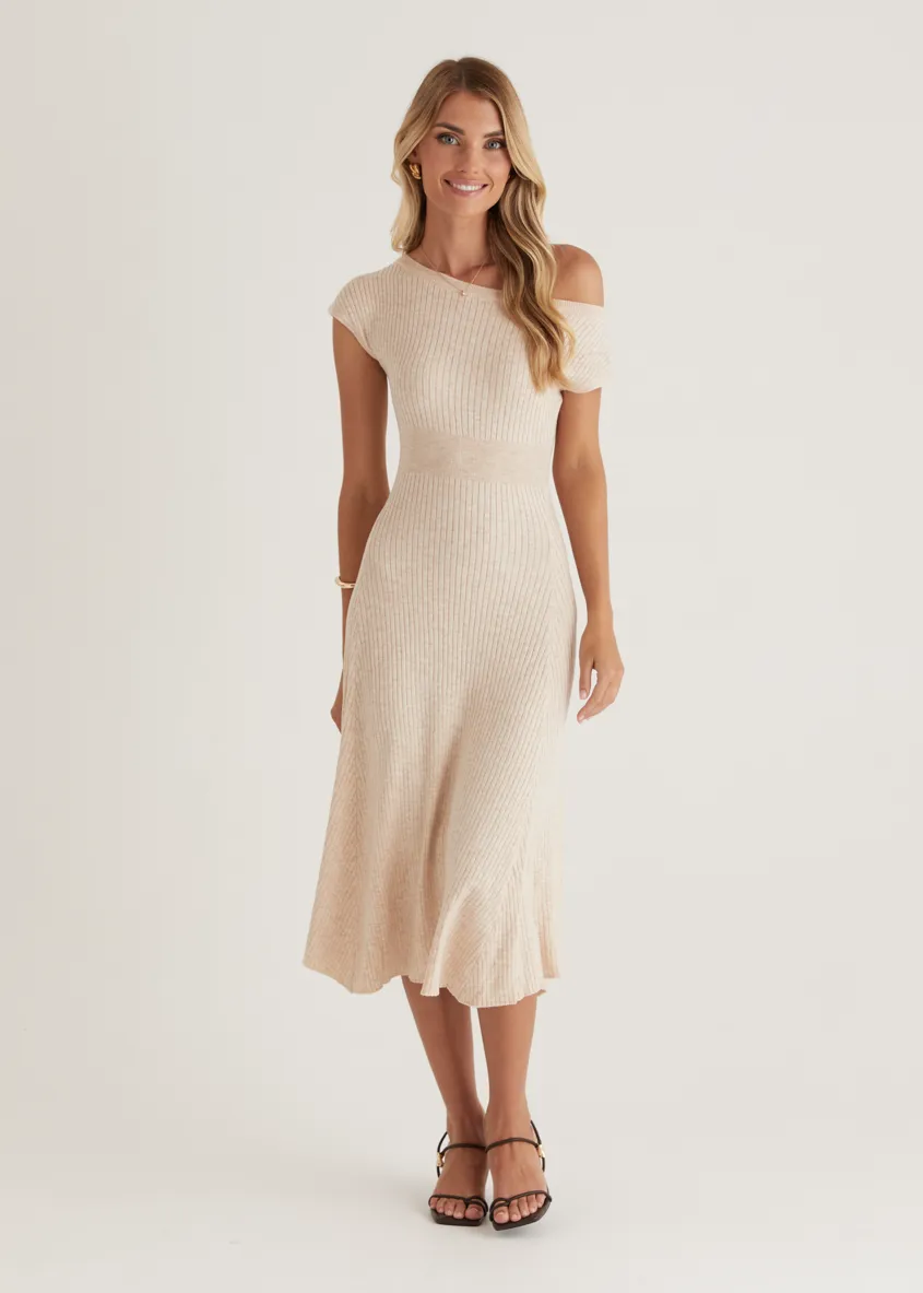 Siren Knit Midi Dress - Oat sold by Gingham & Heels product image thumbnail 3