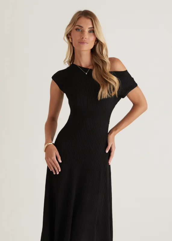 Siren Knit Midi Dress - Black sold by Gingham & Heels