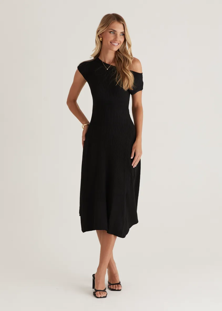 Siren Knit Midi Dress - Black sold by Gingham & Heels product image thumbnail 4