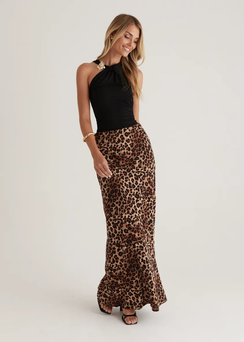 Cleo Maxi Skirt - Leopard sold by Gingham & Heels