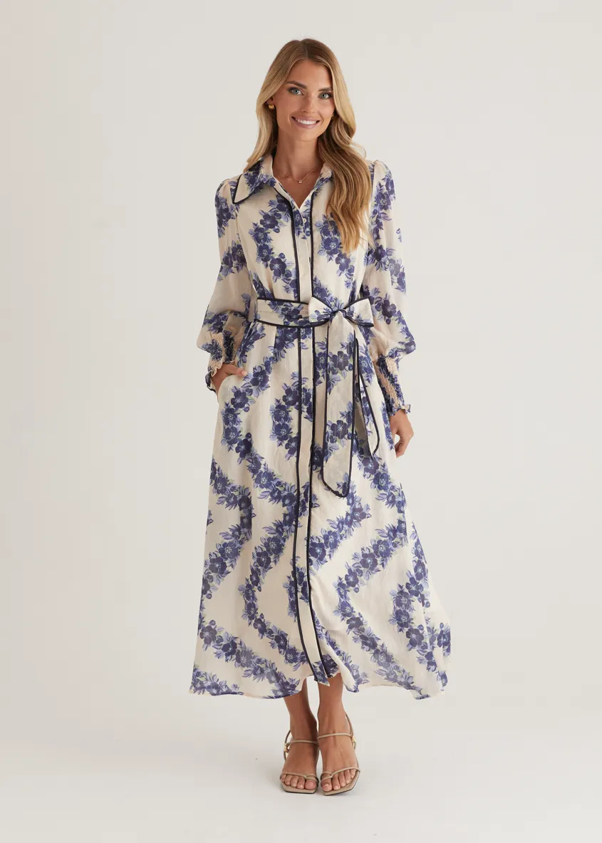 Rosemary Maxi Dress - Blue Floral sold by Gingham & Heels