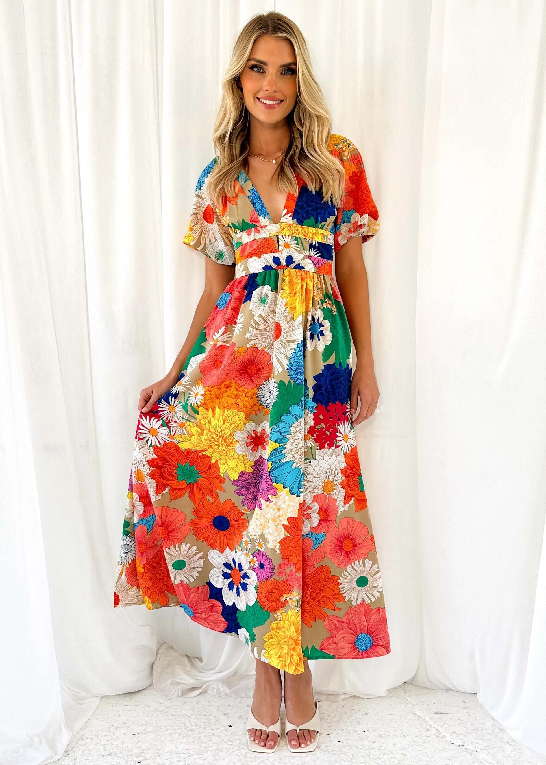 Alondra Maxi Dress - Retro Flowers sold by Gingham & Heels product image thumbnail 4
