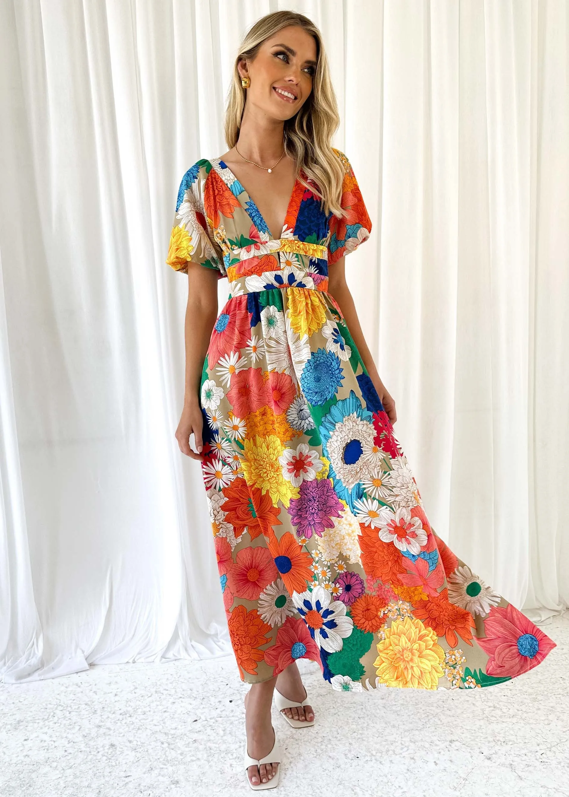 Alondra Maxi Dress - Retro Flowers sold by Gingham & Heels product image thumbnail 3