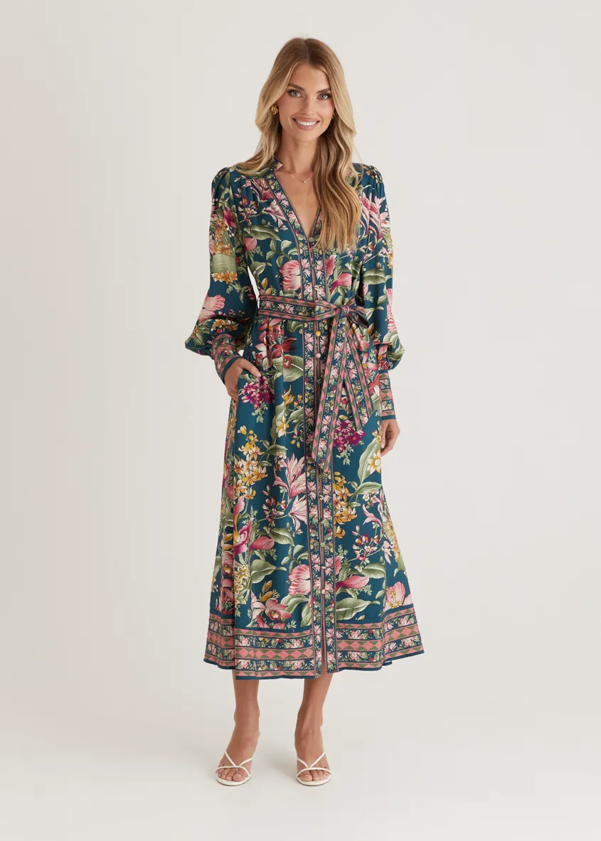 Royale Maxi Dress - Emerald Native sold by Gingham & Heels