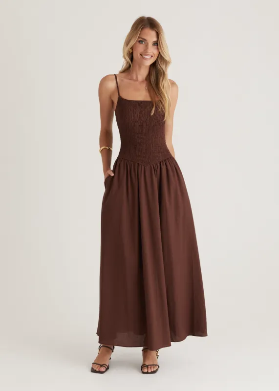 Skye Maxi Dress - Chocolate sold by Gingham & Heels