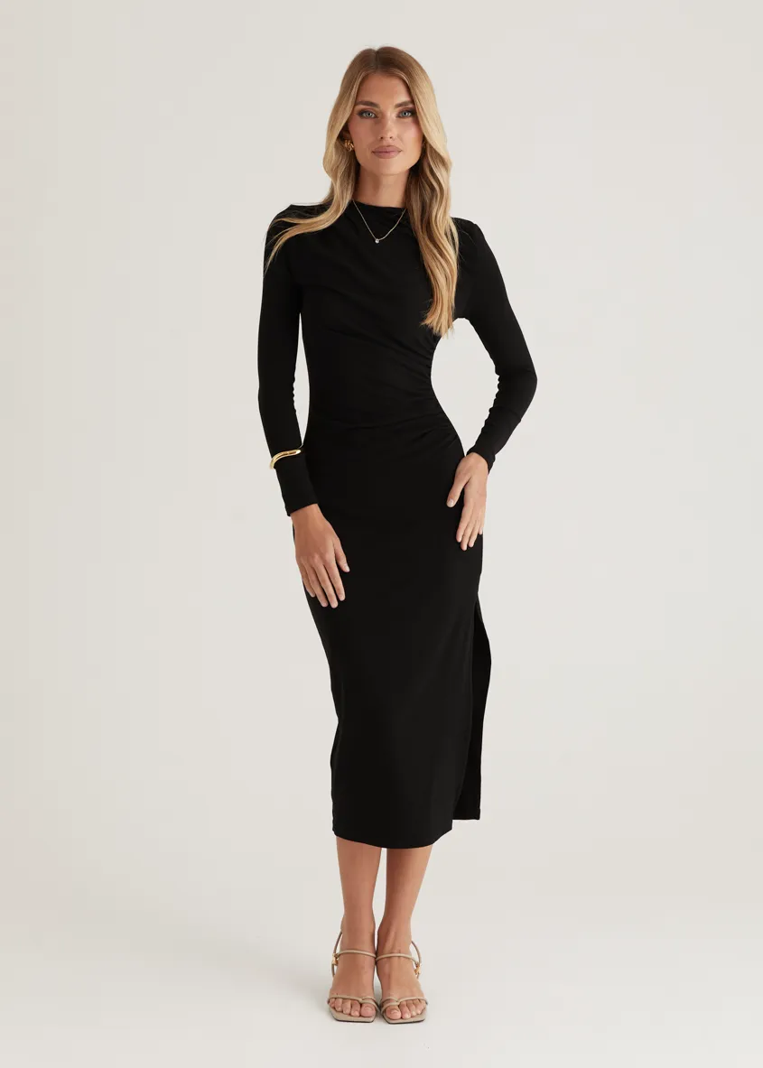 Simona Midi Dress - Black sold by Gingham & Heels