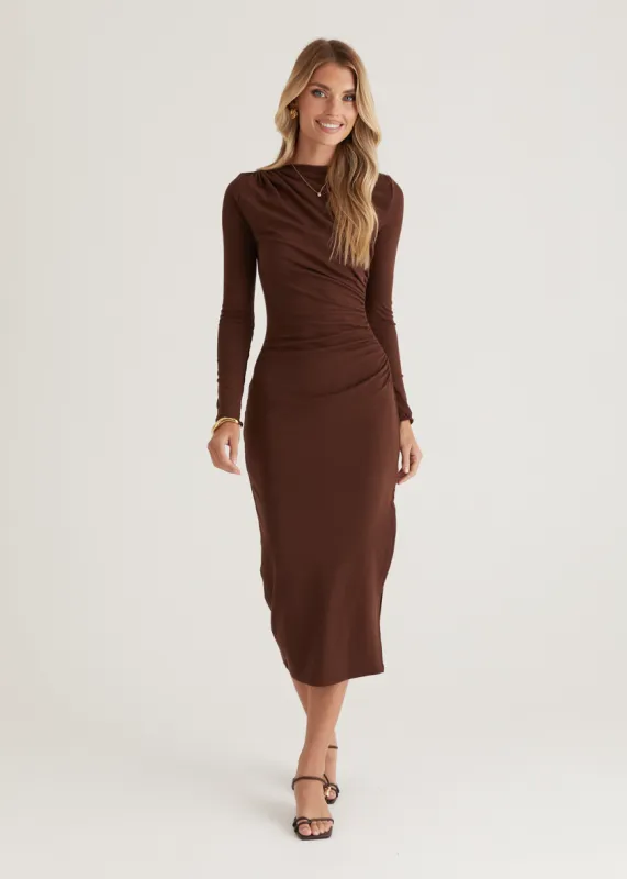 Simona Midi Dress - Chocolate sold by Gingham & Heels