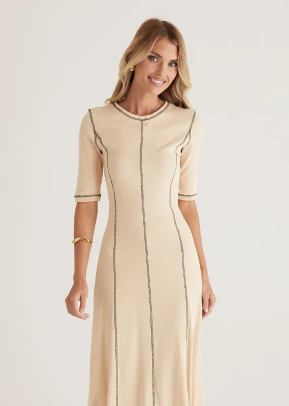 Simba Midi Dress - Beige sold by Gingham & Heels